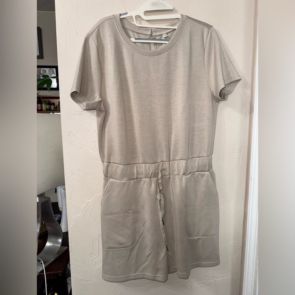 Elegant Taupe Short-Sleeve Jumpsuit